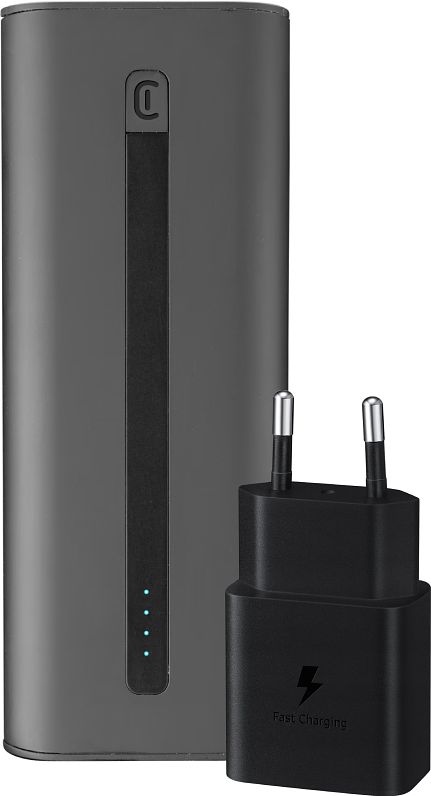 Foto van Cellularline powerbank 20.000 mah power delivery en quick charge zwart + samsung oplader