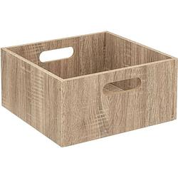 Foto van Opbergmand/kastmand 14 liter bruin/naturel van hout 31 x 31 x 15 cm - opbergkisten