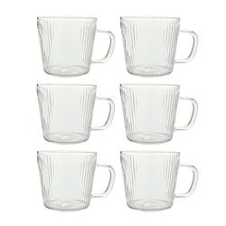 Foto van Otix koffiekopjes - glazen met ribbel - reliëf - set van 6 - 150ml - glas - rose