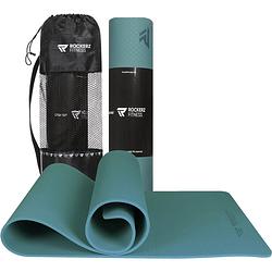 Foto van Yoga mat - fitness mat petrol - sport mat - yogamat anti slip & eco - extra dik - duurzaam tpe materiaal - incl draagtas