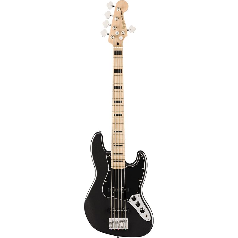 Foto van Squier affinity series active jazz bass mn v black metallic 5-snarige elektrische basgitaar