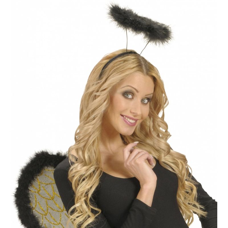 Foto van Halloween - engeltjes diadeem zwart met halo halloween verkleed accessoire