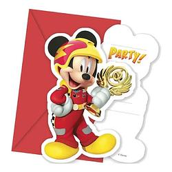 Foto van Disney uitnodigingen met envelop mickey mouse rood 6 stuks