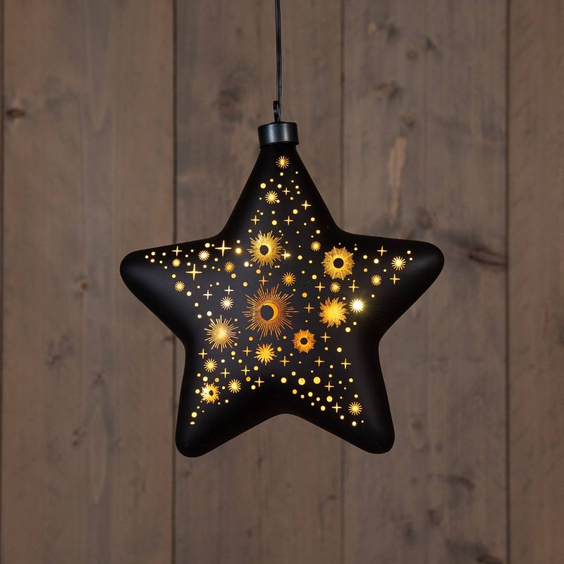 Foto van Anna'ss collection - b.o.t. star glass black star 19 cm 10 led warm white