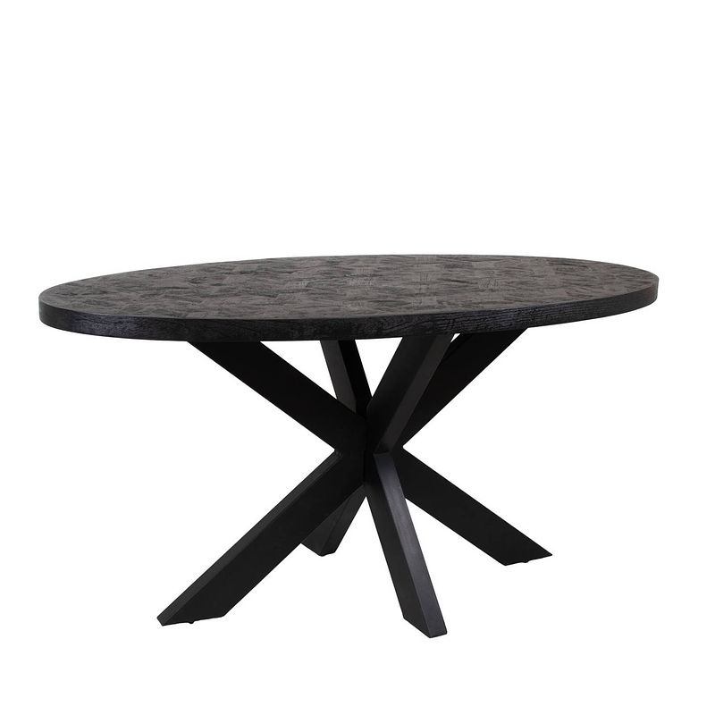 Foto van Giga meubel eettafel ovaal - zwart - 160cm - mangohout - eettafel juda