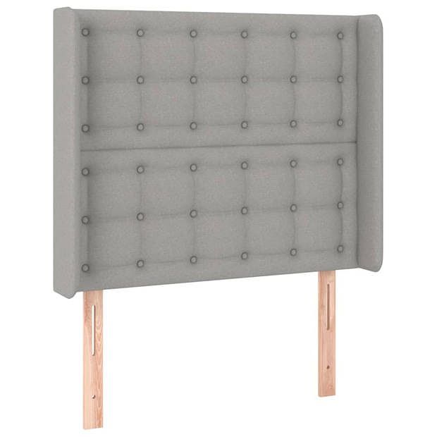 Foto van Vidaxl hoofdbord met randen 103x16x118/128 cm stof lichtgrijs