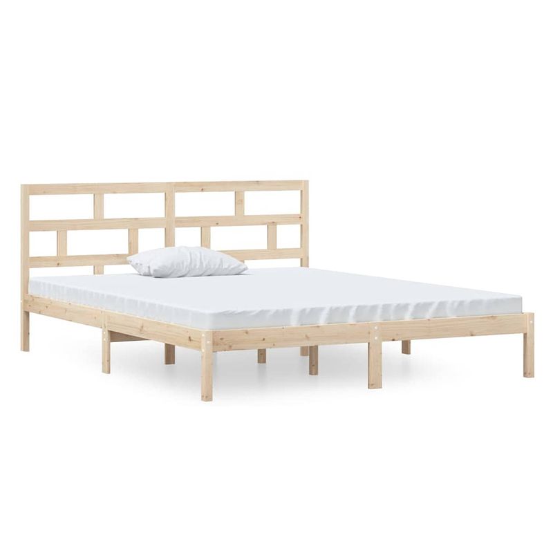 Foto van The living store houten bedframe - 195.5 x 126 x 100 cm - massief grenenhout - stevige lattenbodem