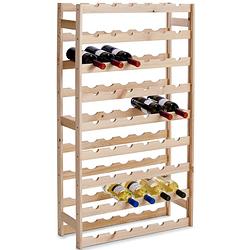Foto van 1x houten wijnflesrek/wijnrekken staand voor 54 flessen 118 cm - wijnrekken