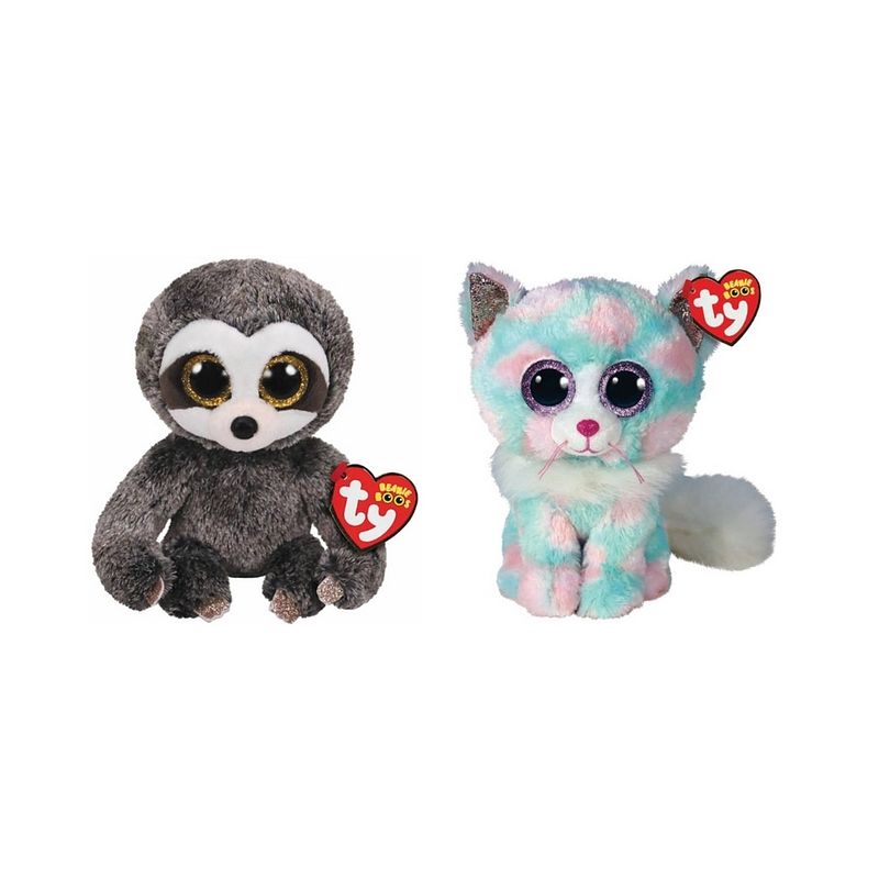 Foto van Ty - knuffel - beanie boo's - dangler sloth & opal cat