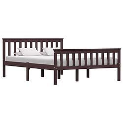 Foto van Vidaxl bedframe massief grenenhout donkerbruin 140x200 cm