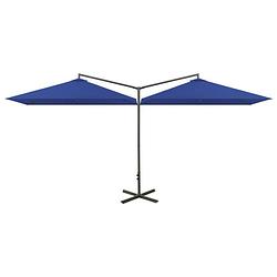 Foto van Vidaxl parasol dubbel met stalen paal 600x300 cm azuurblauw