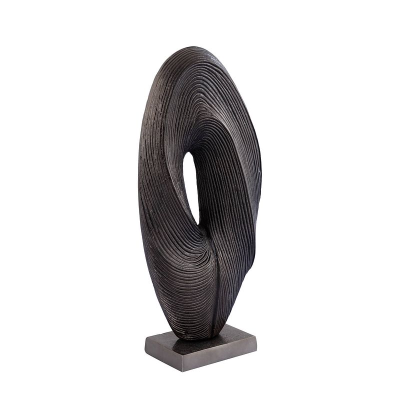 Foto van Ptmd neona black alu round shaped statue ribbed