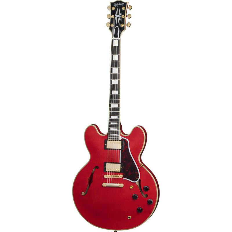 Foto van Epiphone 1959 es-355 cherry red semi-akoestische gitaar met hard case