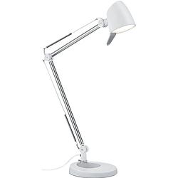 Foto van Led bureaulamp - trion radino - 5w - aanpasbare kleur - dimbaar - rond - mat wit - aluminium