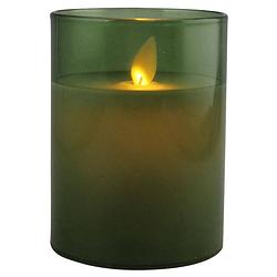 Foto van Magic flame - led kaars wax glas 10cm flessen groen