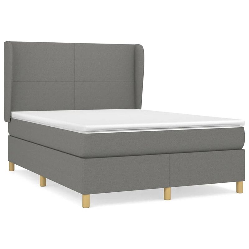 Foto van The living store boxspring met matras stof donkergrijs 140x200 cm - bed