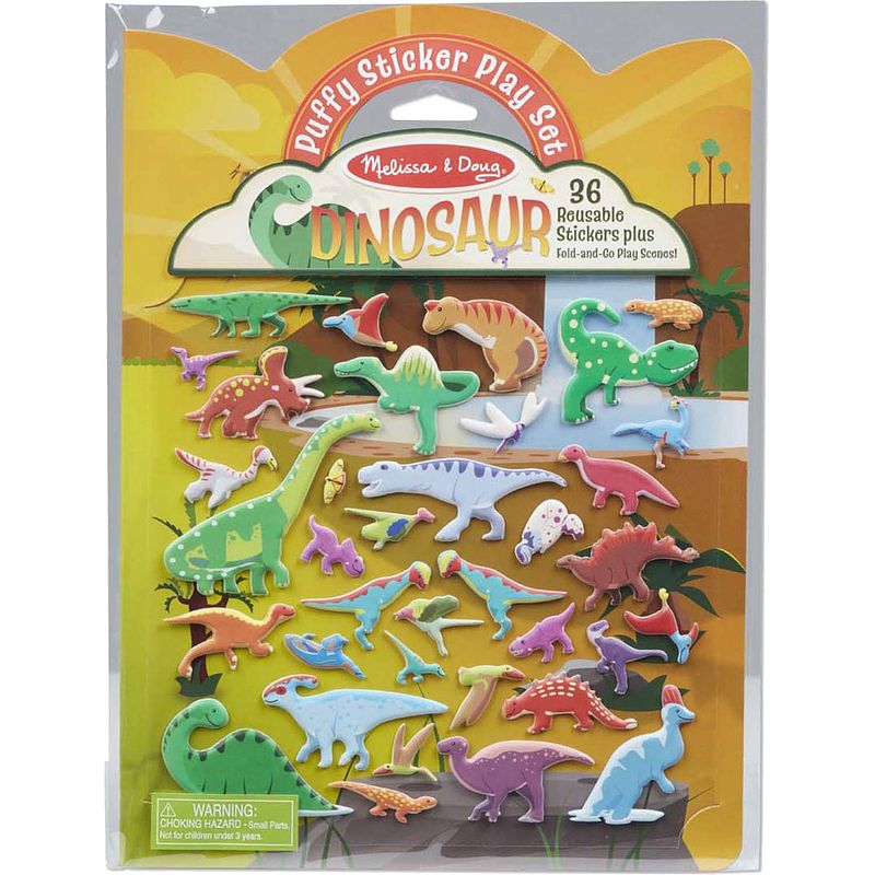 Foto van Melissa & doug stickerboek puffy - dinosaur karton 37-delig