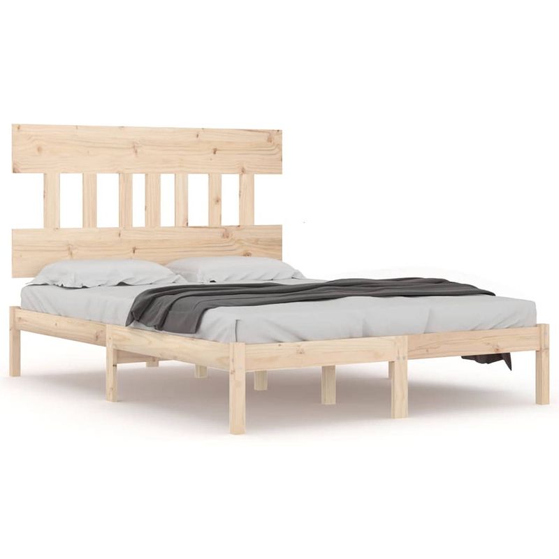 Foto van The living store houten bedframe - onbehandeld grenenhout - 120 x 200 cm - stabiel en comfortabel