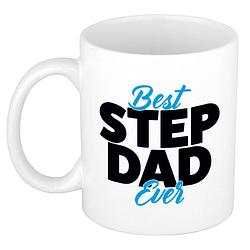 Foto van Best step dad ever mok / beker wit 300 ml - cadeau mokken - papa/ vaderdag - feest mokken