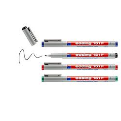 Foto van Edding 151 s/4 f non-permanent pen set - assorti 4 stuks: zwart, rood, blauw, groen - 0,3mm