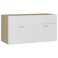 Foto van The living store badkaast - gootsteenkast - 90 x 38.5 x 46 cm - wit en sonoma eiken