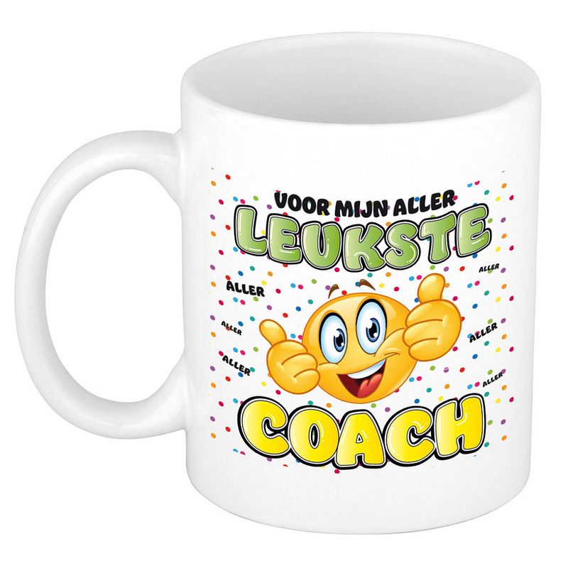 Foto van Bellatio decorations cadeau mok voor coach - grappig - keramiek - 300 ml - leukste coach - feest mokken