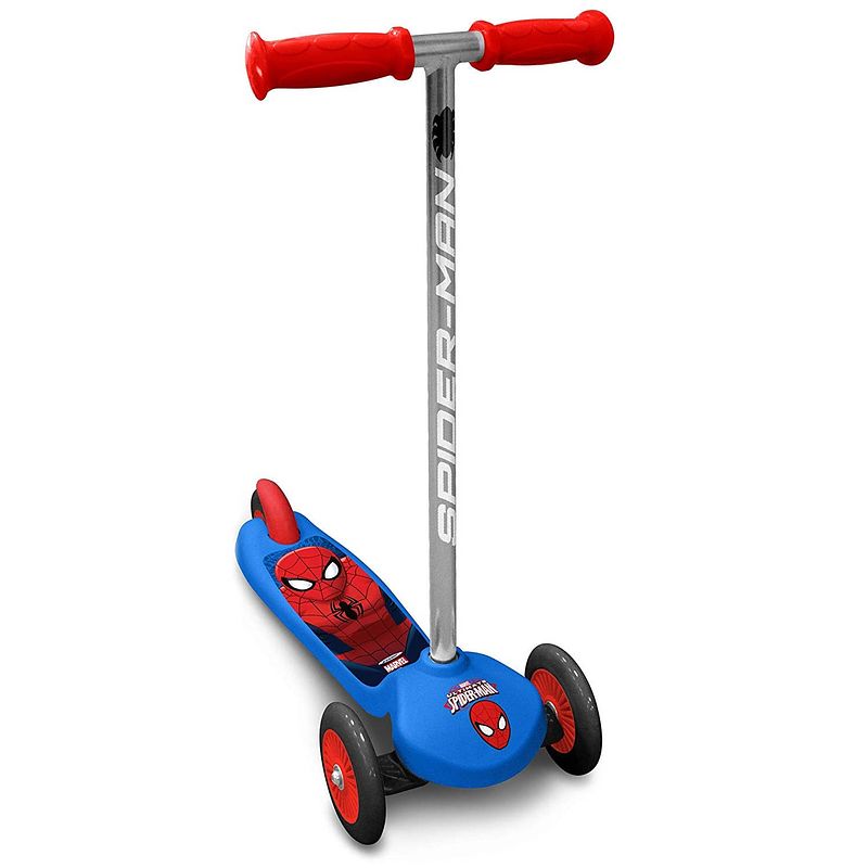 Foto van Marvel kinderstep spider-man 3-wiel kinderstep jongens voetrem blauw/rood