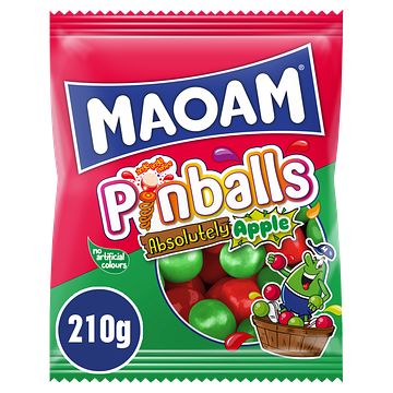 Foto van Maoam pinballs absolutely apple 210g bij jumbo