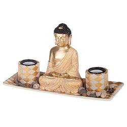 Foto van Boeddha beeld met waxinelichthouders voor binnen 31 cm - beeldjes