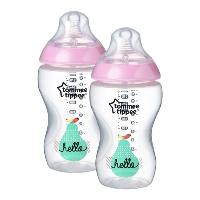 Foto van Tommee tippee 2 flessen ctn versierd 340 ml meisje