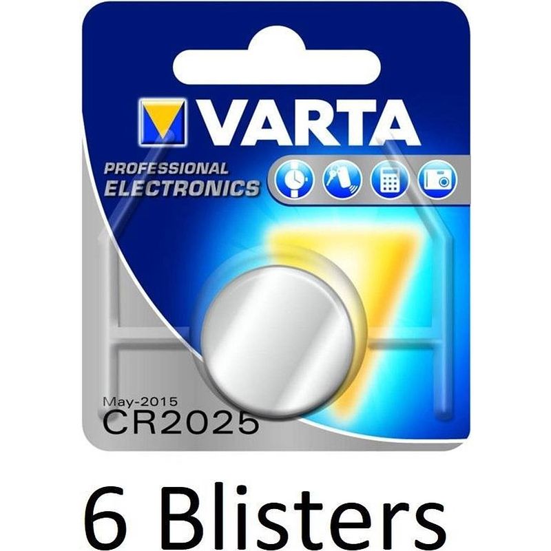 Foto van 6 stuks (6 blisters a 1 st) varta cr2025 primary lithium wegwerpbatterij