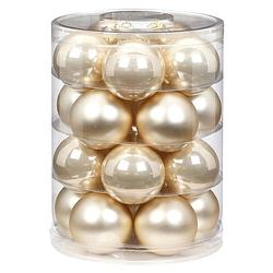 Foto van 20x stuks glazen kerstballen elegant champagne mix 6 cm glans en mat - kerstbal