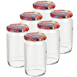 Foto van Set van 6 stuks glazen weckpotten/inmaakpotten met schroefdop 720 ml - weckpotten