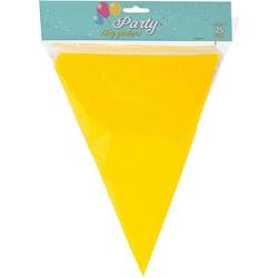 Foto van Party vlaggenlijn - binnen/buiten - plastic - geel - 600 cm - 25 vlaggetjes - vlaggenlijnen
