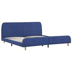 Foto van The living store klassiek bedframe - populierenhout - jujubahout - grenenhout - ijzer - 208x186x81 cm - blauw