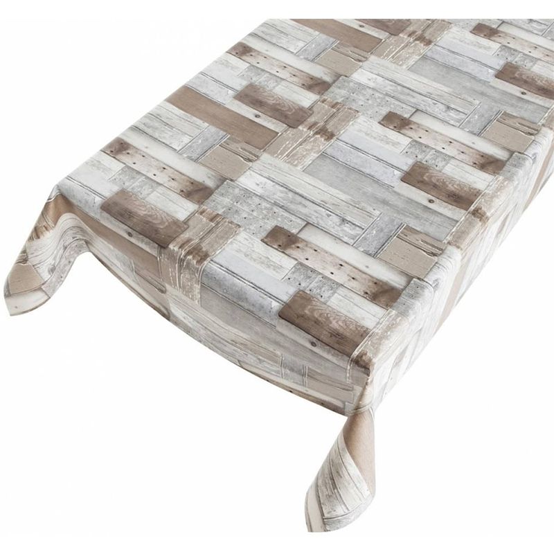 Foto van Buiten tafelkleed/tafelzeil houten planken print 140 x 245 cm - tafelzeilen