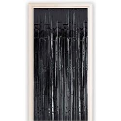 Foto van Zwart metallic folie party deurgordijn 100 x 250 cm - feestdeurgordijnen