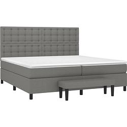 Foto van The living store boxspringbed - donkergrijs - 203x200x118/128 cm - pocketvering matras