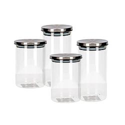 Foto van Set van 4 stuks glazen transparante voorraadbussen/voorraadpotten met deksel 650ml/900ml - voorraadpot