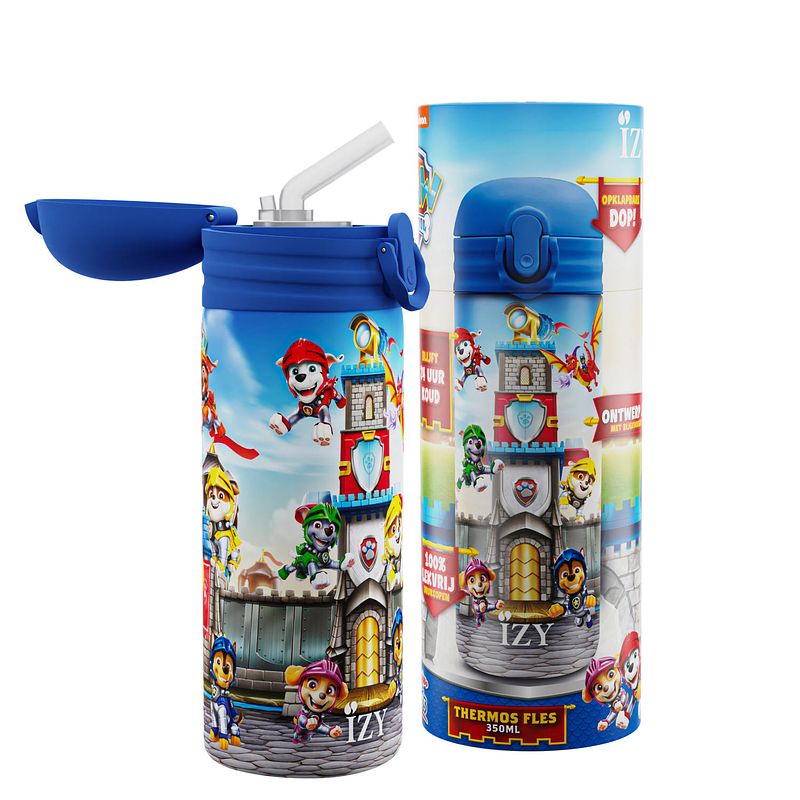 Foto van Izy kids x paw patrol - thermosfles/isoleerfles 350 ml - rescue knights