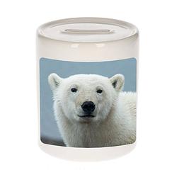 Foto van Dieren foto spaarpot grote ijsbeer 9 cm - ijsberen spaarpotten jongens en meisjes - spaarpotten