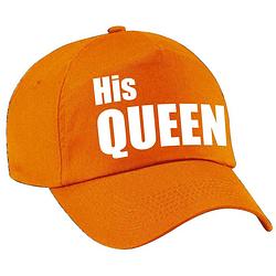 Foto van Oranje feestpet / cap his queen in witte tekst voor dames - koningsdag - verkleedhoofddeksels