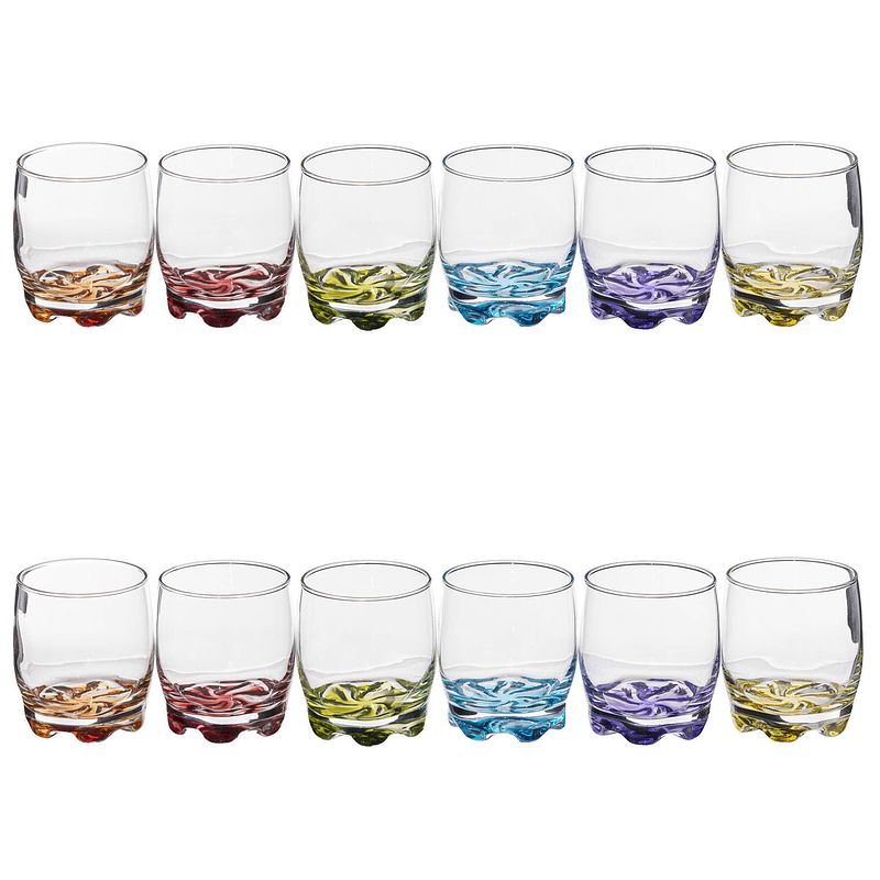 Foto van Set van 12x stuks drinkglazen/waterglazen kleurenmix 310 ml - drinkglazen