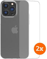 Foto van Bluebuilt apple iphone 14 pro screenprotector duo pack + hard case back cover transparant
