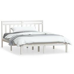 Foto van The living store bedframe - grenenhout - 120 x 200 cm - wit