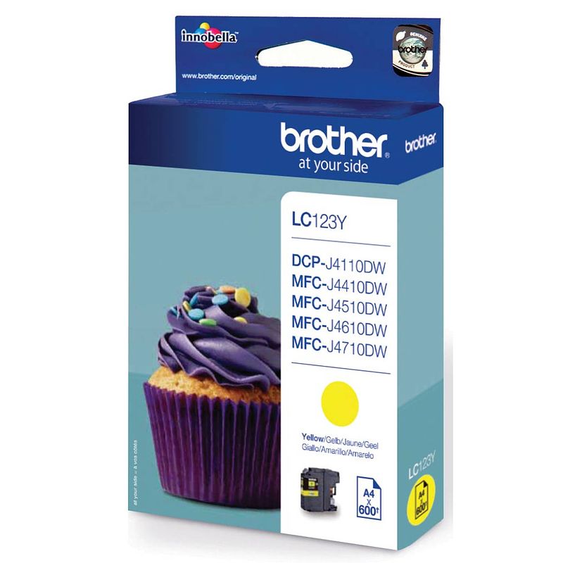 Foto van Brother inktcartridge, 600 pagina'ss, oem lc-123y, geel 5 stuks