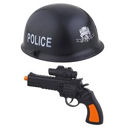 Foto van Kinderen speelgoed verkleed wapen en helm set voor politie agenten 2-delig - verkleedattributen