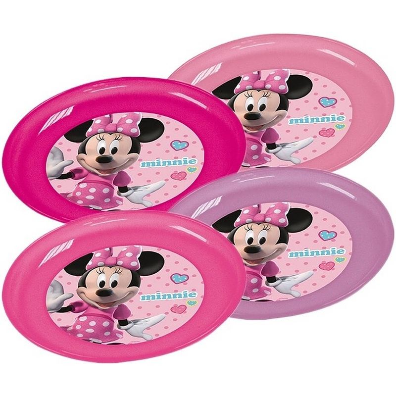 Foto van 4x plastic disney minnie mouse bordjes