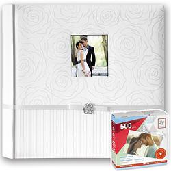 Foto van Luxe fotoalbum annabella bruiloft/huwelijk met 50 paginas wit 32 x 32 x 6 cm inclusief plakkers - fotoalbums