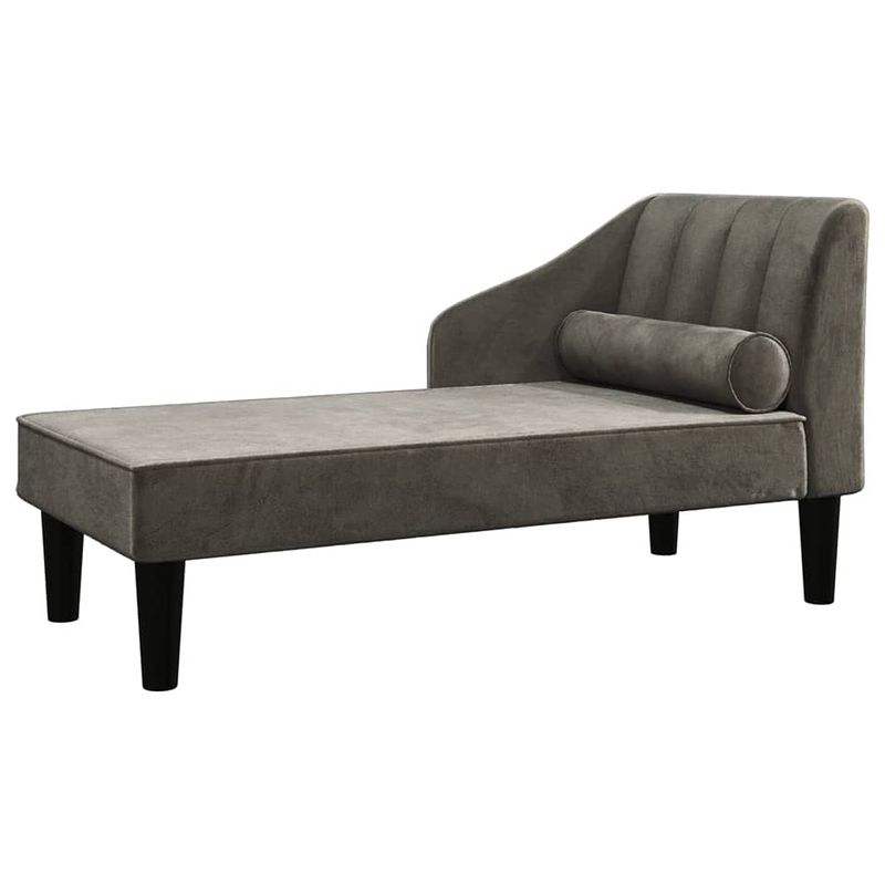 Foto van Vidaxl chaise longue met bolster fluweel donkergrijs